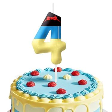 Imagem de Velas brancas de aniversário de desenho animado, número 4, velas brancas para festa de aniversário com tema de princesa, velas de aniversário de 6 cm para decoração de topo de bolo, decorações de