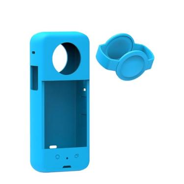 Imagem de Generic Capa protetora para câmera compatível com Insta360 X4, tampa de lente de silicone durável adequada para câmera esportiva panorâmica Insta360 X4 (azul)
