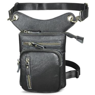 Imagem de Bolsa de cintura de couro vintage para homens com cinto e quadril, 05 - Preto, Casual