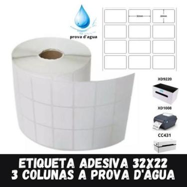 Imagem de 1 Rolo Etiqueta Térmica 32x22 3 Colunas A PROCA D'AGUA - Xd Mega