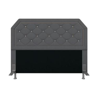 Imagem de Cabeceira Estofada Queen Florença Suede Cinza/bege - Móveis Arapongas 