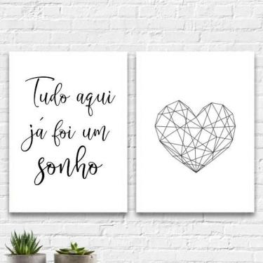 Imagem de Kit 2 Quadros Tudo Aqui Já Foi Um Sonho 33X24Cm - Branca