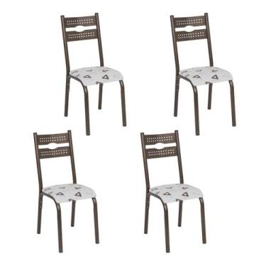 Imagem de Conjunto 4 cadeiras cozinha jantar ciplafe luna tubo bronze assento es