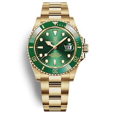 Imagem de Relógios masculinos Pagani Design automático para homens, moda luxuosa, relógio dourado, NH35, mecânico, mergulhador, relógio de pulso, presentes elegantes para homens, Dourado, verde, submarino