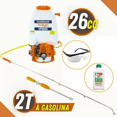 Imagem de Pulverizador Agricola Costal a Gasolina Vulcan Trent VPM260 25L 26cc + Oleo Lubrificante Stihl 2T + Luvas de Proteção