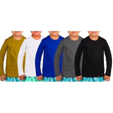 Imagem de Kit com 5 Camisetas Manga Longa com Proteção Solar UV FPS 50+ Infantil