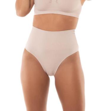 Imagem de Calcinha Cintura Alta Modeladora Sem Costura Modelo Tanga Média Compre