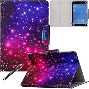 Imagem de Capa universal para tablet de 8 polegadas, capa flip com fecho magnético NewShine com compartimentos para cartão/dinheiro para iPad Mini/tablet Galaxy Tab 8.0/Amazon Kindle Fire HD HDX Outros tablets
