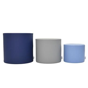 Imagem de Children's Factory Trio otomano Tranquility, azul marinho, móveis para sala de aula ou creche, assentos flexíveis para crianças pré-escolares