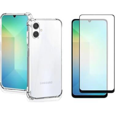 Imagem de Kit Capa Capinha Anti-Impacto + Película 3D Vidro Temperado Para Samsung Galaxy A06 Tela 6.7 | Proteção Total | Transparente | Case Air Anti Impacto + Película De Vidro Temperado 3d Resistente