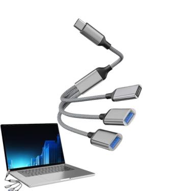 Imagem de de divisor USB para carro, USB Splitter PC | Adaptador de extensão,1 pés de gabinete USB Splitter 1 em 3 para o laptop de carro PC Teclado de teclado Flash Drive