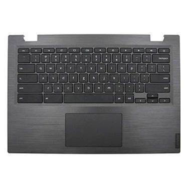 Imagem de Rinbers Capa superior de apoio para as mãos para laptop com teclado sem retroiluminação dos EUA, montagem de touchpad, capa C de substituição para Lenovo Chromebook 14 S345-14AST 81WX 14e 81MH