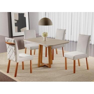 Imagem de Conjunto Sala de Jantar Retangular 4 Cadeiras Estofadas Modernas - Tam