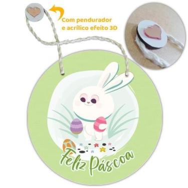 Imagem de Placa Porta com Alça Feliz Páscoa Coelho Coelha Ovo Guirlanda 20cm - F