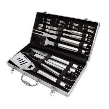 Imagem de Kit Churrasco Premium 18pcs Aço Inox + Maleta de Alumínio Casita