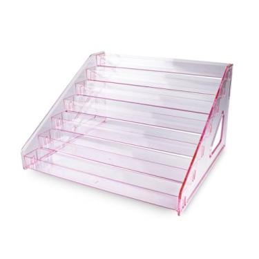Imagem de Expositor Suporte Esmaltes Acrílico 7 Degraus Rosa Para 80un