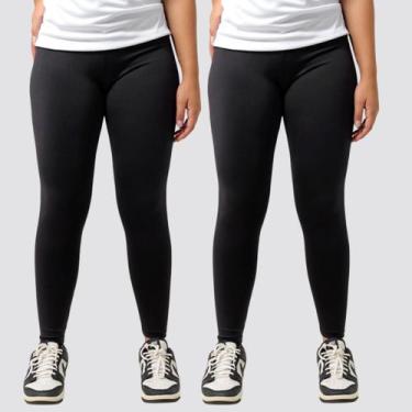 Imagem de Kit 2 Calças Legging Feminina Cintura Média Academia Treino Corrida Es