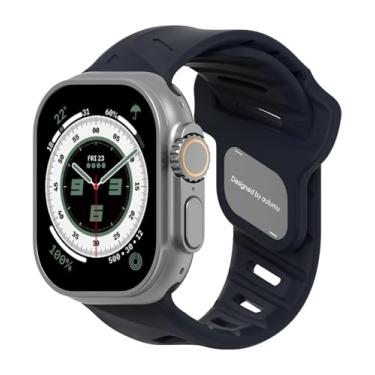 Imagem de Aulumu Pulseira de relógio esportiva A02 | Fluoroelastômero | para Apple Watch 42/44/45/46/49 mm | Pulseira moderna à prova d'água - azul escuro