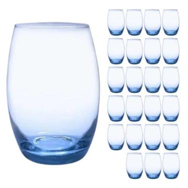 Imagem de Jogo 24 Copos Grandes Bellagio Redondo 450ml Azul - Praticasa