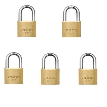 Imagem de Kit 5 Unidades Cadeado Latão 45mm Pado Segredos Diferentes, Cadeado La