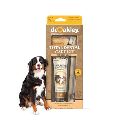 Imagem de Dr. Oakley Kit total de cuidados dentários para cães e gatos – pasta de dente enzimática sabor frango, escova de dentes de cabeça dupla e escova de dedo – ajuda a reduzir o tártaro e a placa