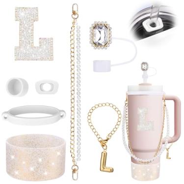 Imagem de Mity rain 8 peças de acessórios de copo branco para copo Stanley Cup 850.5 g 1,134.0 g copo com alça - Inclui adesivo impermeável, alça de alça, topo de palha e bota, tampa à prova de derramamento