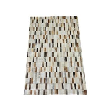 Imagem de Tapete De Couro Natural Legítimo Costurado 1,50 x 1,00 M (Castor Bege Tiras)