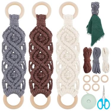 Imagem de FREEBLOSS 3 conjuntos de macramê kit de suporte de toalha de chá macramê suporte de toalha de cozinha macramê para cozinha boho decoração de cozinha kit de macramê para iniciantes