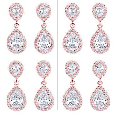 Imagem de ZHUWE I Can't Say I Do Without You | 1 4 6 e 8 conjuntos de joias de dama de honra para mulheres 14K banhado a ouro 14K ou brinco de gota com pingente de gota para presentes de casamento, Zinco Vidro,