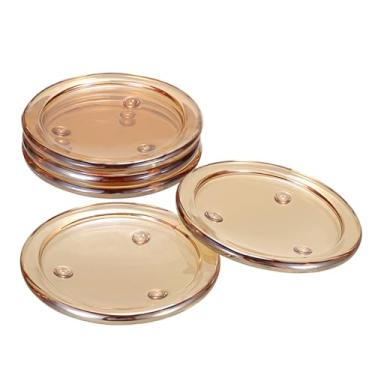 Imagem de OGANAZI Conjunto de 5 porta-copos transparentes modernos, porta-copos de vidro transparente para bebidas, porta-copos de cristal, copo redondo, decoração de mesa de centro para escritório, cozinha