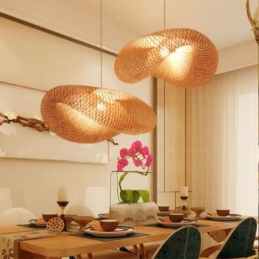 Imagem de Luminária de Teto Lustre Pendente Bambu Fundamentum Honolulu 60 Fio Branco Rústico