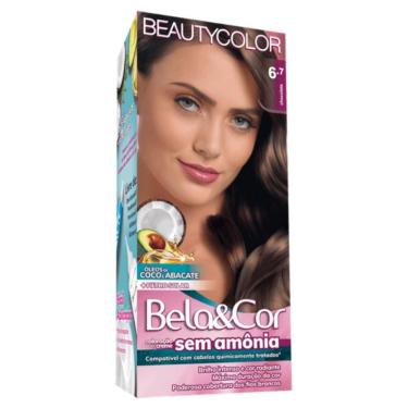 Imagem de Kit Tintura Creme Bela&Cor sem Amônia 6.7 Chocolate Beautycolor