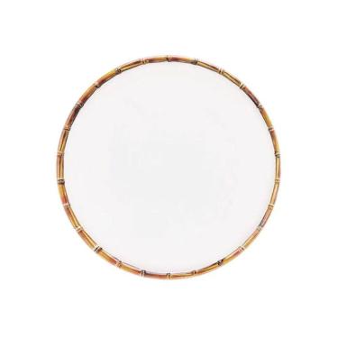 Imagem de Prato Raso Borda De Bambu Melamina Branco Bon Gourmet 27cm