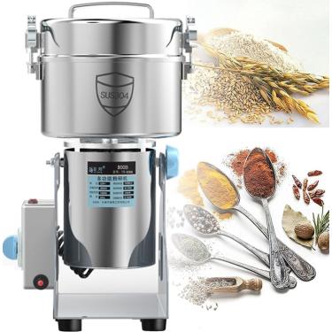 Imagem de Moedor elétrico de grãos 1500G-4500G Moinho superfino de especiarias em aço inoxidável e motor comercial, para ervas/especiarias/nozes/cereais, com proteção contra sobrecarga e tampa aberta,