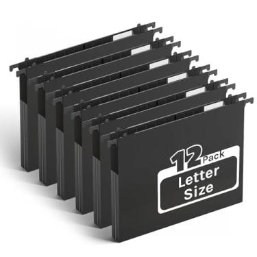 Imagem de Ansook Pastas de arquivo suspensas de plástico de capacidade extra, bolso sanfonado expansível de 2,5 cm, resistente para arquivo, pastas penduradas rígidas e duráveis, abas inseríveis, tamanho carta,