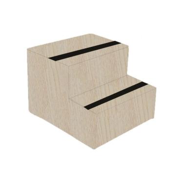 Imagem de Escada Auxiliar C/ Fita Anti Derrapante 2 Degraus Madeirado