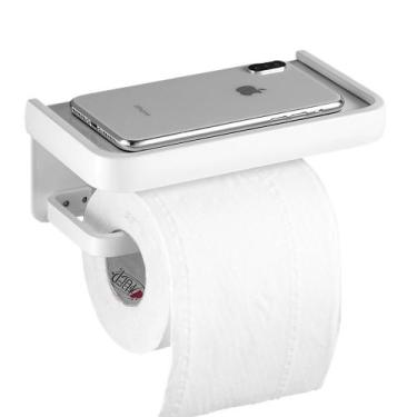 Imagem de Suporte Papeleira Porta Papel Higiênico Parede C/ Base Tampa Dupla Fix