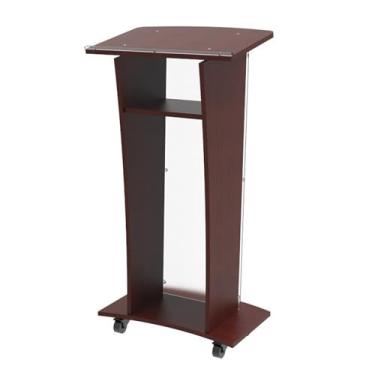 Imagem de Suporte de pódio de acrílico, púlpito de igreja com prateleira de armazenamento, pódio com rodas e plataforma de leitura espaçosa para conferências, discursos, casamentos, sala de aula