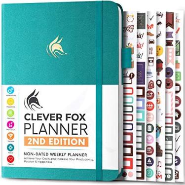 Imagem de Clever Fox Planner 2ª Edição – Colorido Semanal & Mensal Planejador de Metas, Rastreadores de Hábitos, Organizador de Gerenciamento de Tempo e Produti