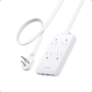 Imagem de Anker Estação De Carregamento, Régua De Energia Usb-C 8 Em 1 De 20 W Máx. Para Iphone 15/14 E Macbook Air/Pro, Cabo Fino De 5 Pés Com 4 Portas Ca, 2 Usb-A E 2 Usb-C, Carregador De Mesa De Carregamen