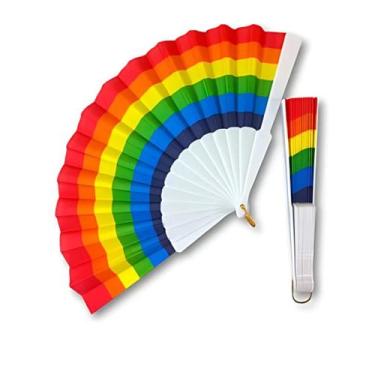 Imagem de Leque Grande Arco Íris Colorido LGBTQIAPN Barulho Carnaval - Vila Flor