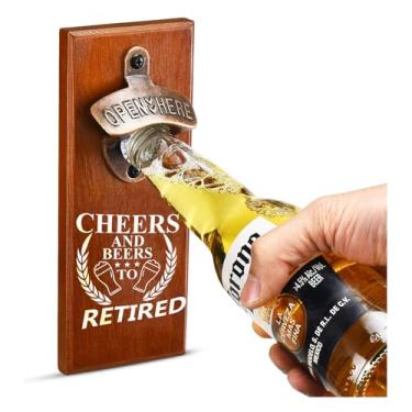 Imagem de Presente de aposentadoria montado na parede abridor de garrafas magnético ideias de presente de cerveja para mulheres homens pai mãe presente aposentado para colegas de trabalho ideia de família para