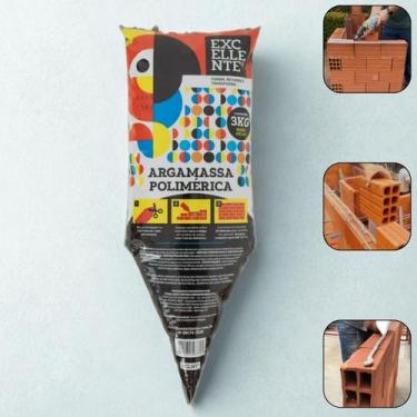 Imagem de Cola Bloco 3kg Argamassa Polimérica Excelente Pronta Para Uso  Alta Ad
