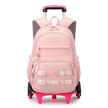 Imagem de Mochila escolar com rodinhas para meninas com rodas, 6 rodas - rosa, 6-wheel, Moderno