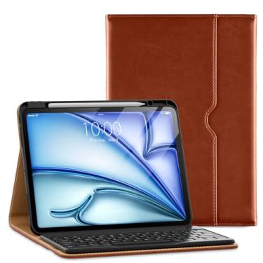 Imagem de VIKESI Capa com teclado para iPad Pro de 13 polegadas M4 lançada em 2024, capa inteligente de couro premium, luz de respiração integrada, fileira de funções, porta-lápis, compartimentos para cartão -