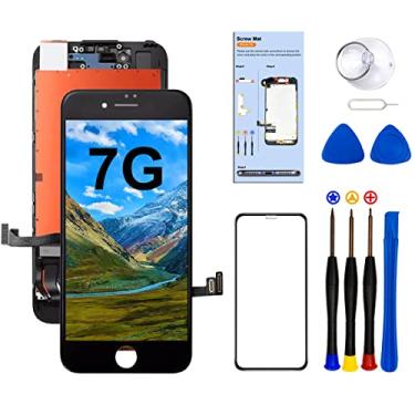 Imagem de 1 peça para iPhone 7 de 4,7 polegadas de substituição de tela preta, tela LCD sensível ao toque, digitalizador completo, com kit de ferramentas de reparo (preto, para iPhone 7 (A1660, A1778, A1779))