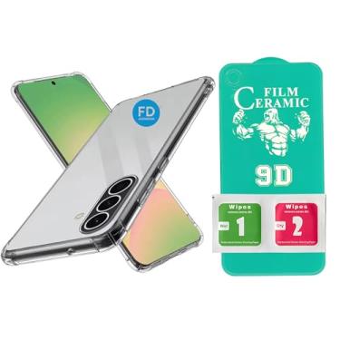 Imagem de Kit Capa Capinha Anti-Impacto Premium Transparente + Película de Vidro 3D ou Cerâmica 9D para Samsung Galaxy A56. (Capa + Pelicula Cerâmica)