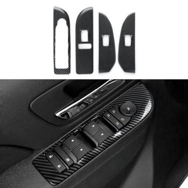 Imagem de Capa de interruptor de elevação de janela de carro guarnição de adesivo ABS cor de carbono decalque adequado para Chevrolet Silverado Suburban Tahoe Avalance/GMC Sierra Yukon/Cadillac Escalade