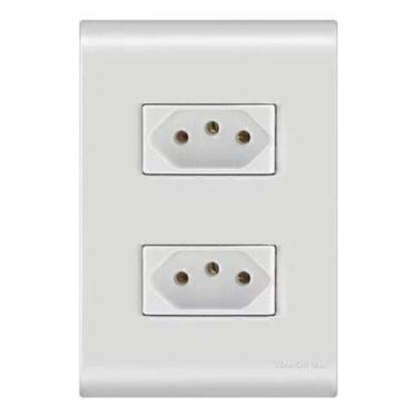 Imagem de Conjunto 4x2 2 Tomadas 2p+t 10a 250v Liz Tramontina - Branco, Branco