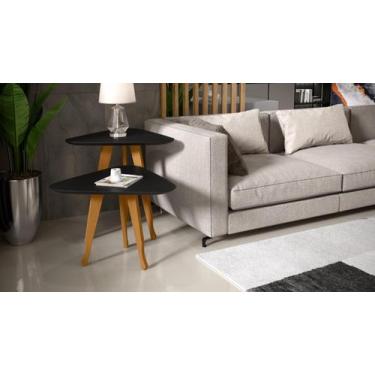 Imagem de Mesa Lateral E Apoio 3 Pontas Plus Pés Madeira Preto Comprar - Comprar